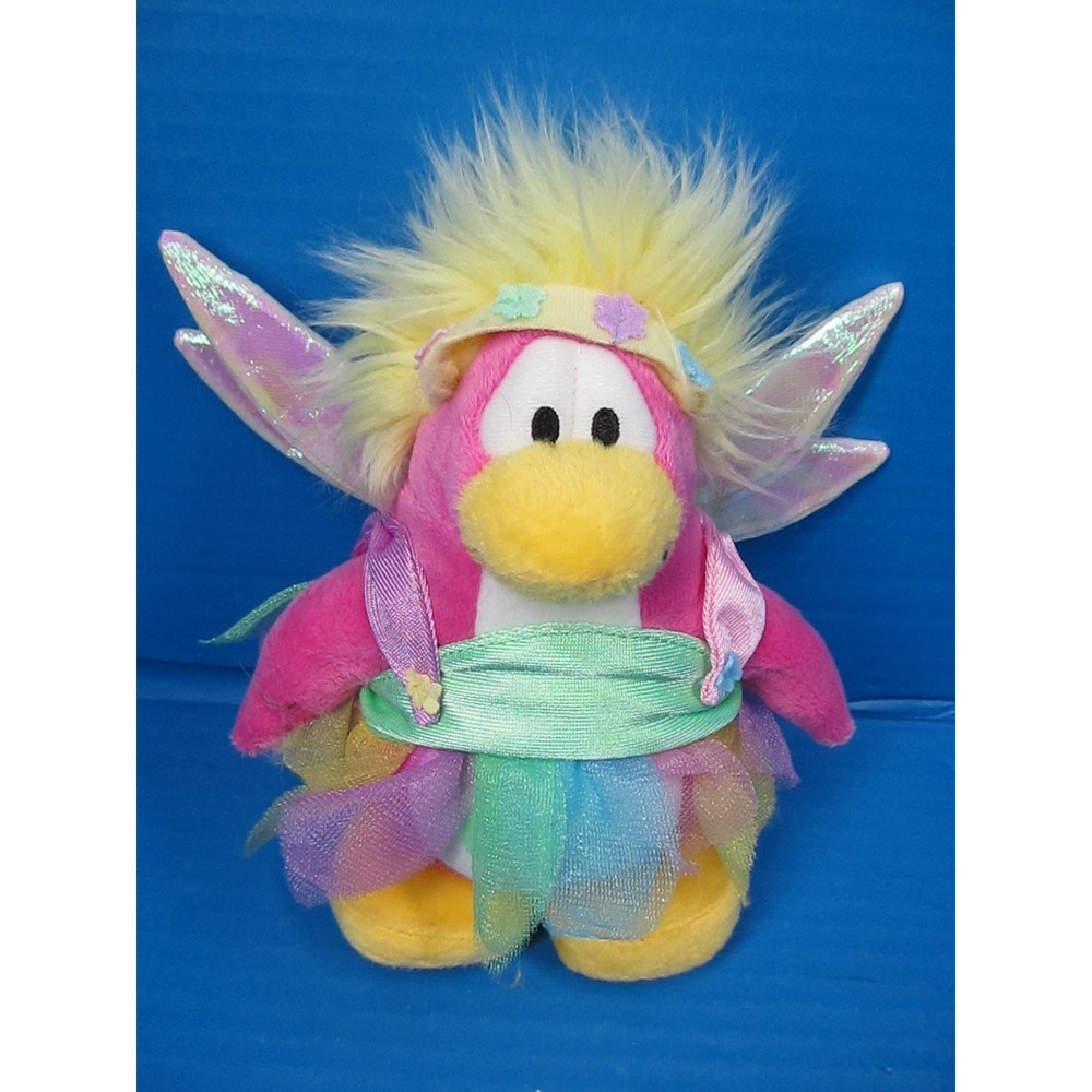 Disney Club Penguin Plush Fairy Rainbow Faery 2010 Tutu Wings 9"